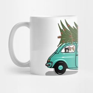 Bringing Home the Christmas Tree Teal Mug